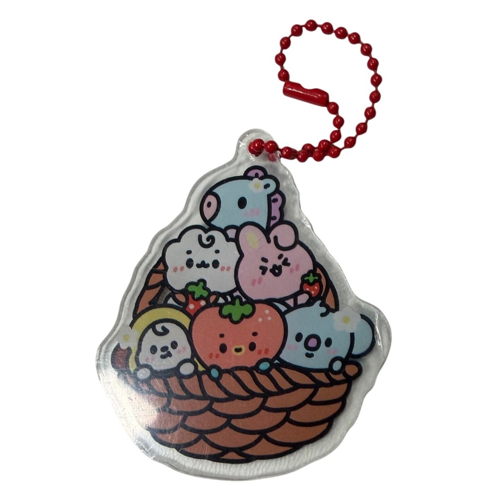 BT21 Line Friends Fruit Basket Acrylic Keychain Mang RJ Cooky Koya Chimmy Red